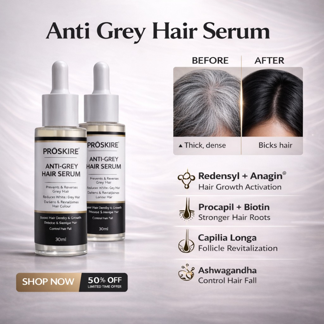 Proskire Anti-Grey Hair Serum | Reduces White Hair | Controls Hair Fall